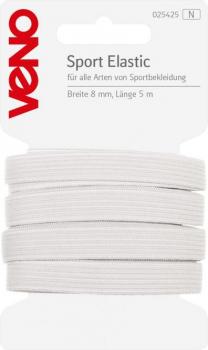 Sport Elastic  8 mm weiß Gummiband